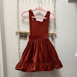 Girls Rust Corduroy Pinafore Dress - Kids Formal